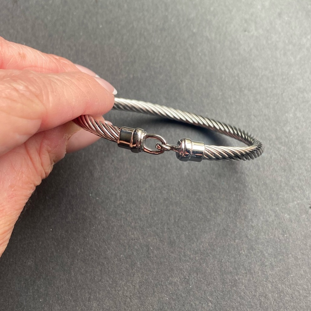 Designer DSMK Stainless Steel Twisted Cable Bangle Bracelet